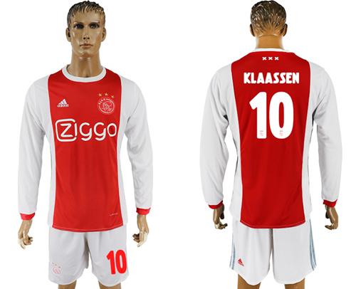 Ajax #10 Klaassen Home Long Sleeves Soccer Club Jersey